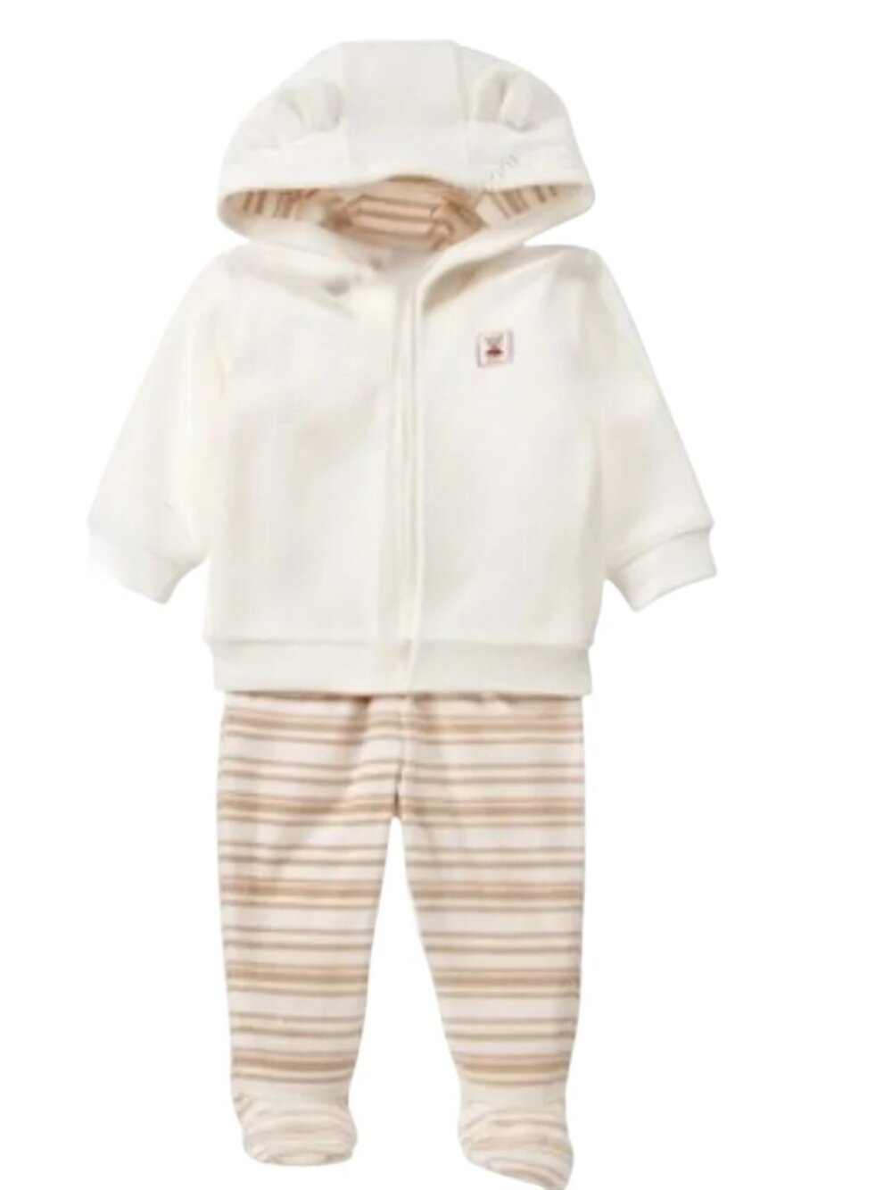 NEW Gymboree 2 Piece Set Outfit Full Zip Bear Hooded Jacket Footie Pants Fleece